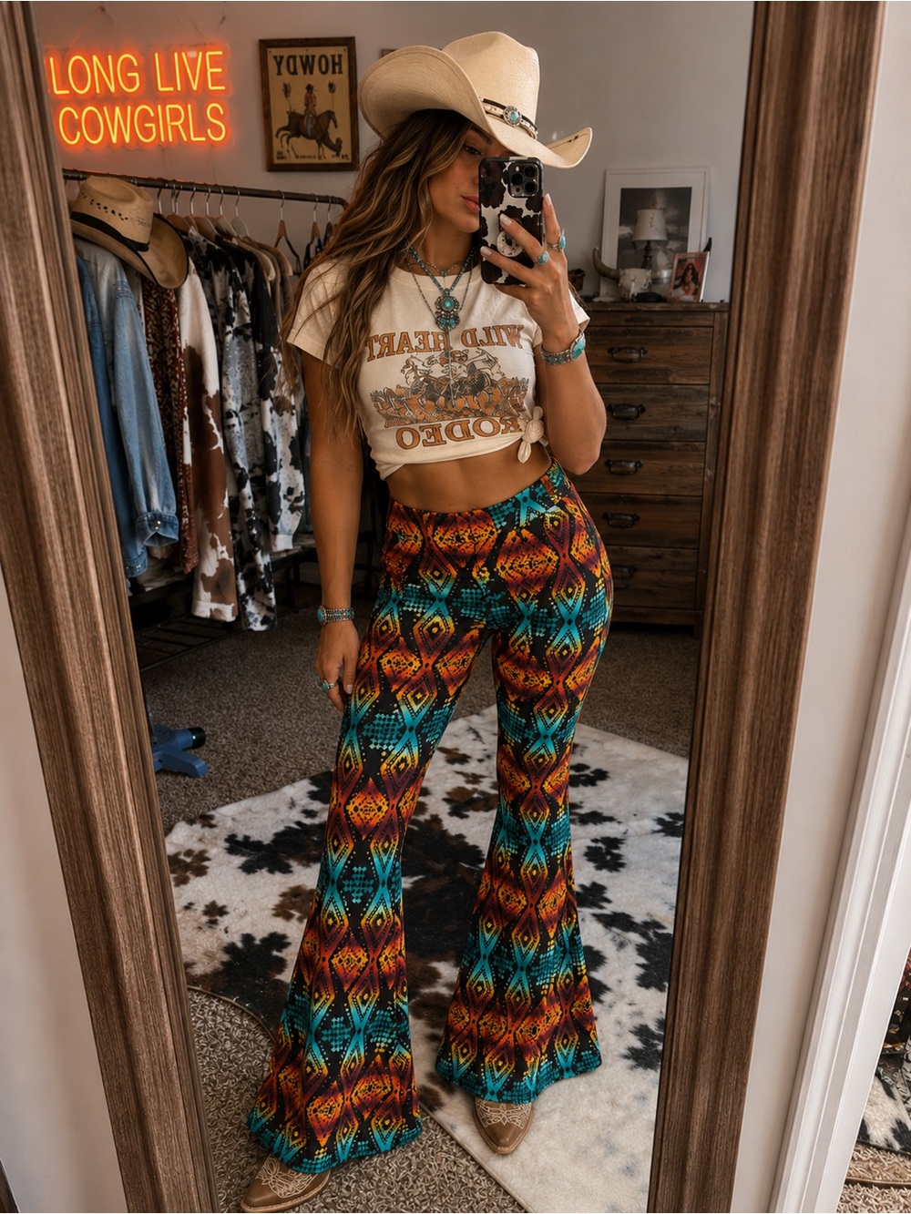 Crazy Train Multicolor Aztec Flare Pants